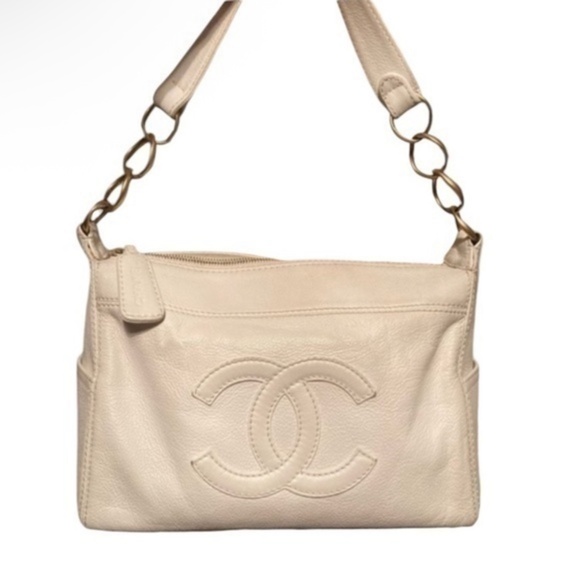 Chanel timeless CC white caviar leather hobo bag purse authentic - Picture 1 of 11